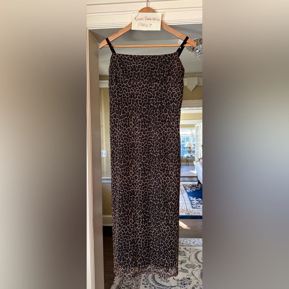 Arden B Brown Leopard Print Midi Dress